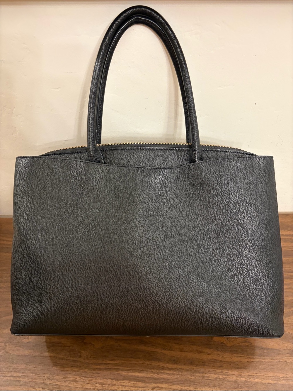 A New Day Black Pebbled Large Zip Top Work Tote Bag